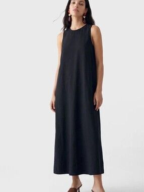Zara A-line Modal Blend maxi Dress pockets black medium